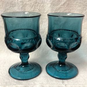 COPY - INDIANA GLASS KINGS CROWN THUMBPRINT CORDIAL GOBLETS SET OF 2